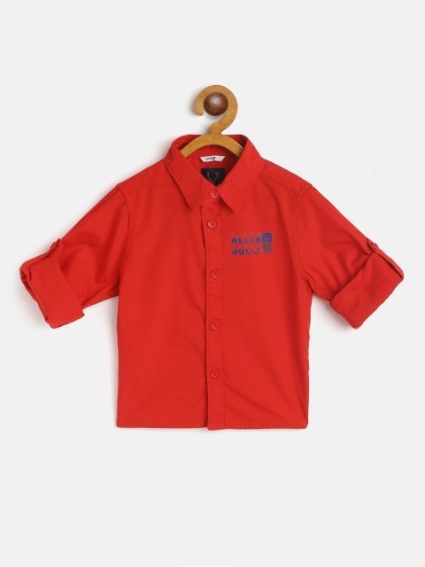 

Allen Solly Junior Boys Red Solid Cotton Shirt with Printed Detail