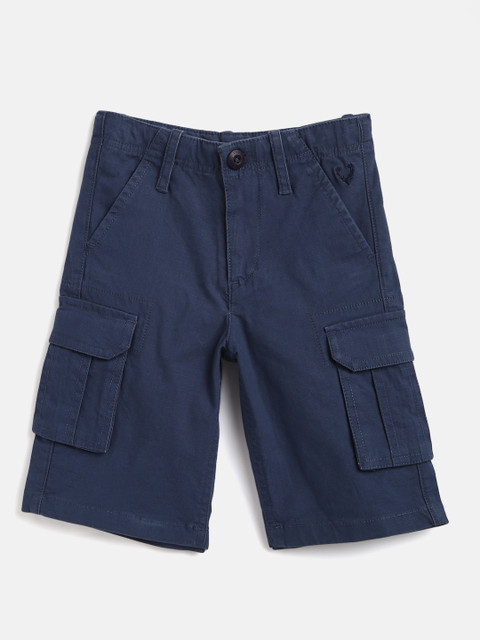 

Allen Solly Junior Boys Navy Blue Self-Checked Mid-Rise Cargo Shorts