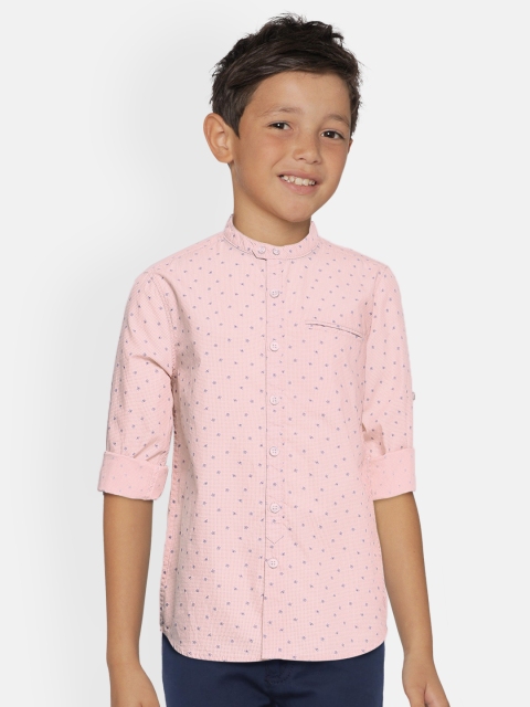 

Allen Solly Junior Boys Pink Regular Fit Printed Pure Cotton Casual Shirt