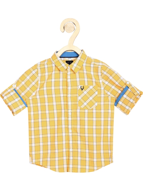 

Allen Solly Junior Boys Yellow & White Sport Fit Cotton Checked Casual Shirt