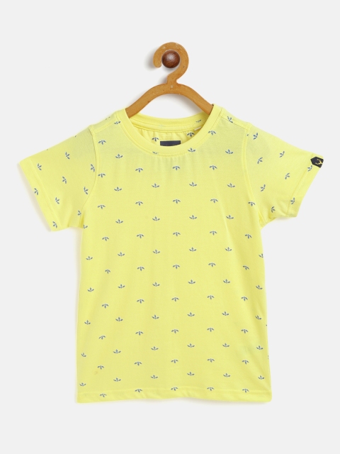 

Allen Solly Junior Boys Yellow & Blue Floral Printed Cotton T-shirt