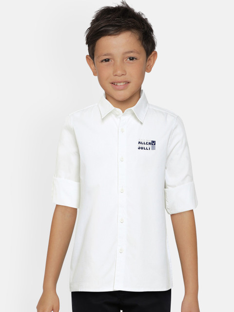 

Allen Solly Junior Boys White Boxy Solid Pure Cotton Casual Shirt