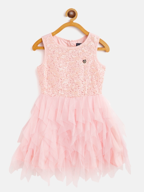 

Allen Solly Junior Girls Pink Sequinned Net Fit and Flare Dress