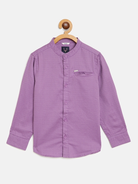 

Allen Solly Junior Boys Purple Cotton Slim Fit Printed Casual Shirt