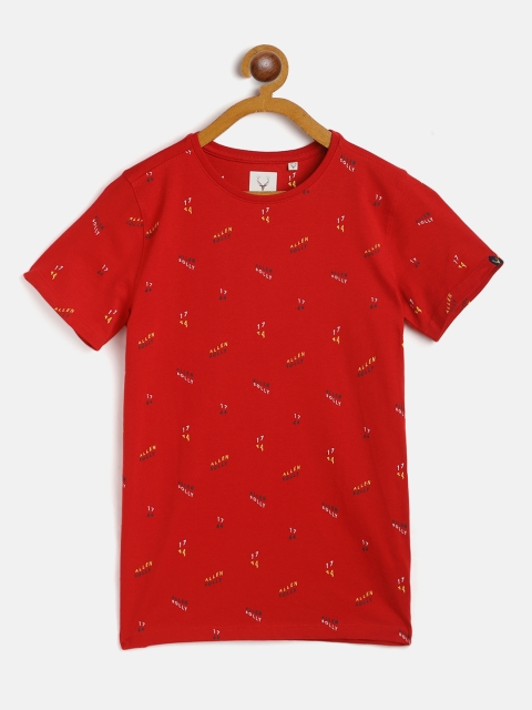 

Allen Solly Junior Boys Red Cotton Brand Logo Printed T-shirt