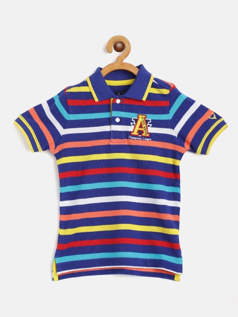 

Allen Solly Junior Boys Multicoloured Striped Polo Collar Cotton T-shirt, Multi