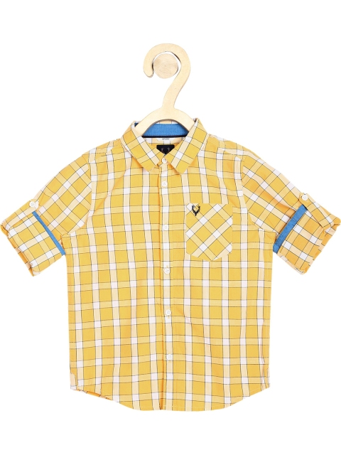 

Allen Solly Junior Boys Yellow & White Cotton Regular Fit Checked Casual Shirt