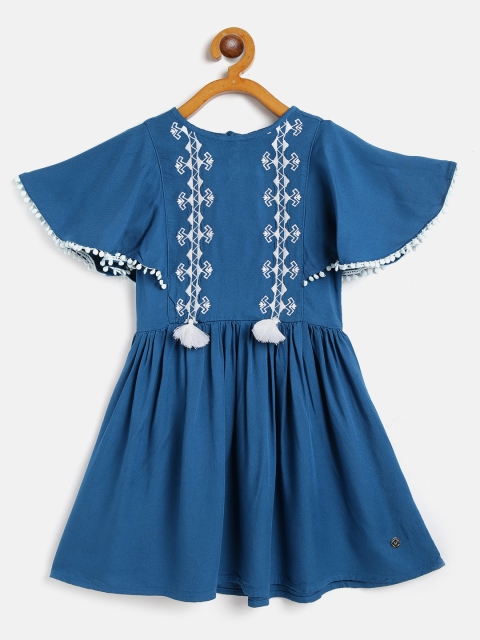 

Allen Solly Junior Girls Navy Blue Bohemian Embroidered Fit and Flare Dress