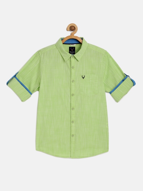 

Allen Solly Junior Boys Green Boxy Solid Pure Cotton Casual Shirt