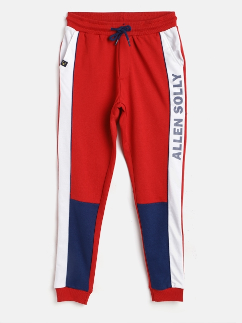 

Allen Solly Junior Boys Red & Navy Blue Cotton Colourblocked Joggers