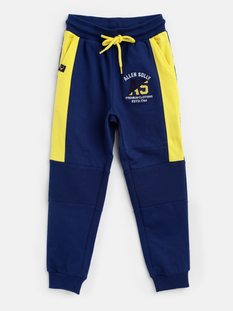 

Allen Solly Junior Boys Navy & Yellow Cotton Colourblocked Joggers, Navy blue