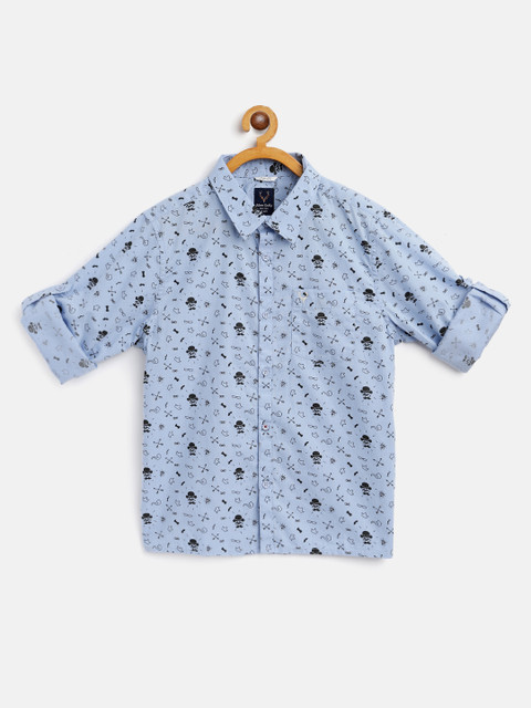 

Allen Solly Junior Boys Blue & Black Cotton Sport Fit Printed Casual Shirt