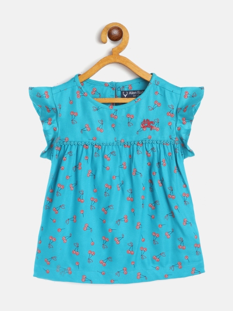 

Allen Solly Junior Blue & Pink Cherries Print A-Line Top with Gathers