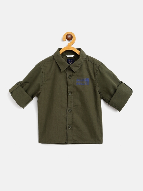 

Allen Solly Junior Boys Olive Green Cotton Sport Fit Solid Casual Shirt