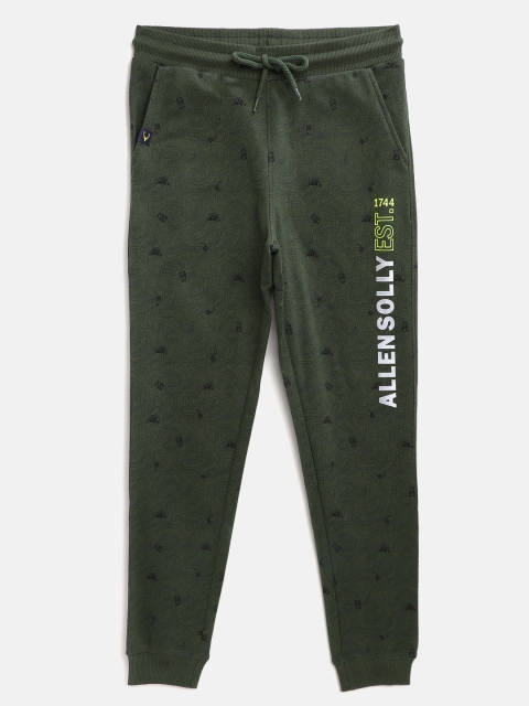 

Allen Solly Junior Boys Olive Green & Blue Abstract Print Pure Cotton Joggers