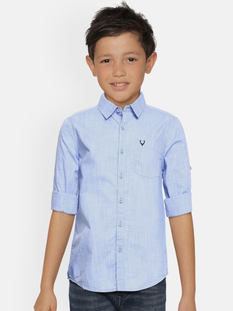 

Allen Solly Junior Boys Blue Boxy Solid Pure Cotton Casual Shirt