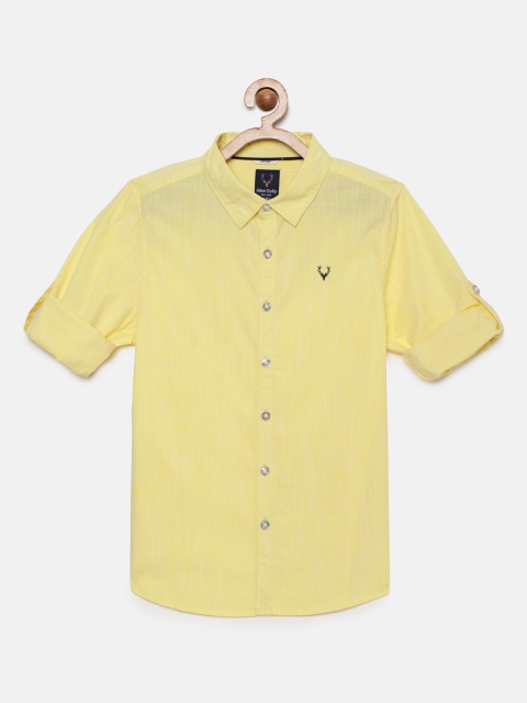 

Allen Solly Junior Boys Yellow Boxy Pure Cotton Solid Casual Shirt