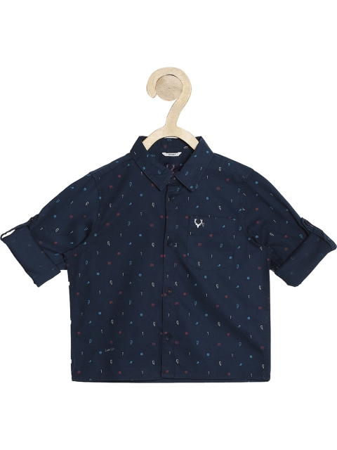 

Allen Solly Junior Boys Navy Blue & Maroon Cotton Sport Fit Geometric Print Casual Shirt