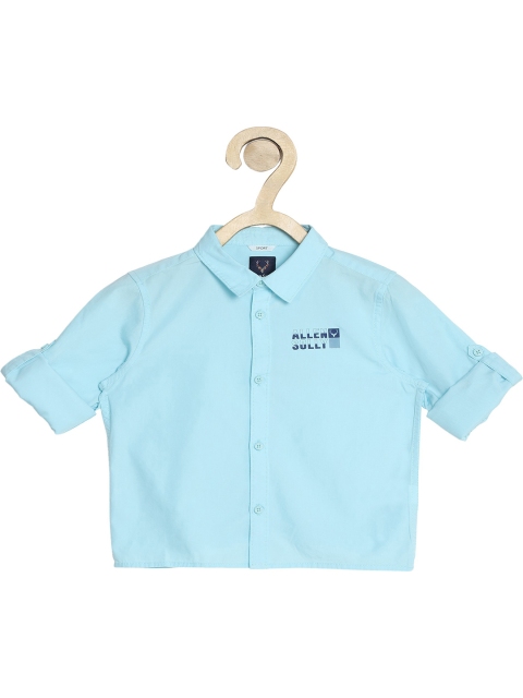 

Allen Solly Junior Boys Turquoise Blue Boxy Casual Shirt with Brand Logo Print