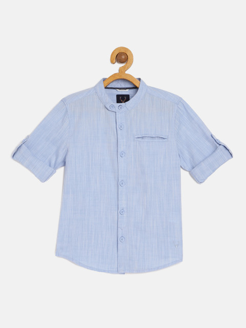 

Allen Solly Junior Boys Blue Regular Fit Solid Pure Cotton Casual Shirt