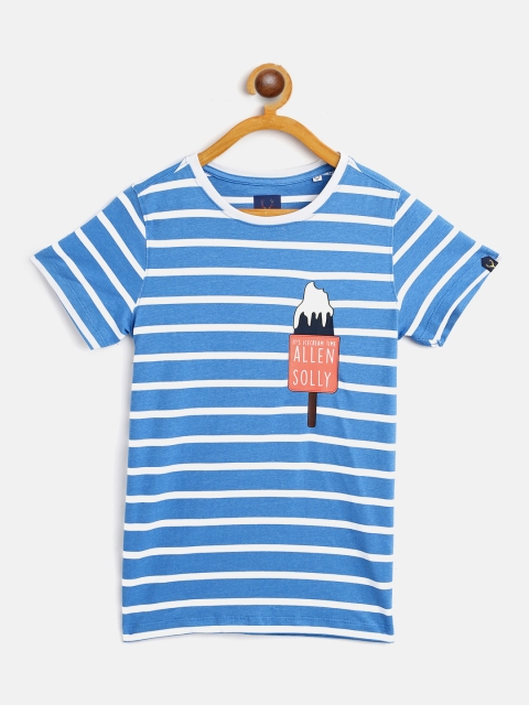 

Allen Solly Junior Boys Blue & White Cotton Striped T-shirt