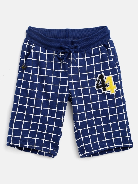 

Allen Solly Junior Boys Navy & White Cotton Checked Regular Fit Shorts, Navy blue