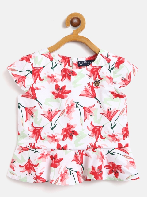 

Allen Solly Junior Girls White & Red Cotton Floral Print Peplum Top