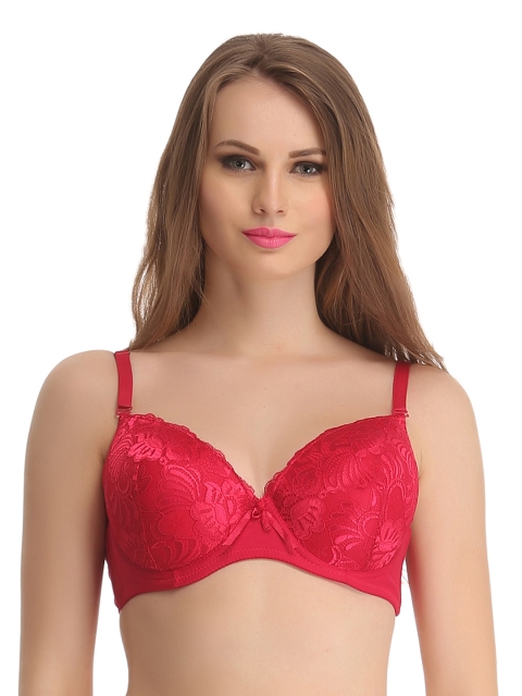 

Clovia Red Full Coverage Lace Bra BR0605P09