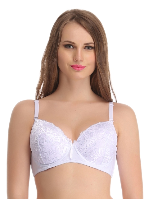 

Clovia White Full Coverage Lace Bra BR0605P18
