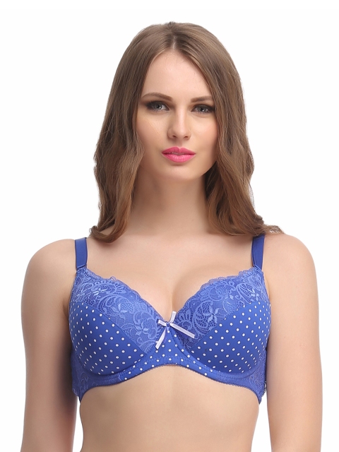 

Clovia Blue Polka Dot Print Full Coverage Bra BR0607P03