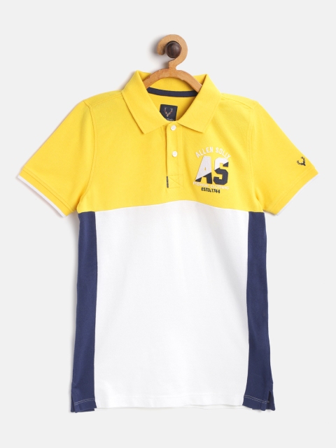 

Allen Solly Junior Boys White & Yellow Colourblocked Polo Collar T-shirt