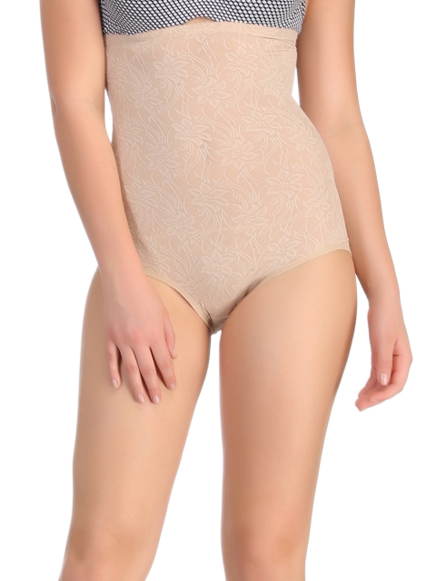

Clovia Beige Lace Tummy Control High Waist Brief SW0017P133
