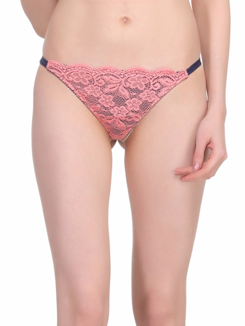 

Clovia Peach-Coloured Lace Thongs PN0517P16