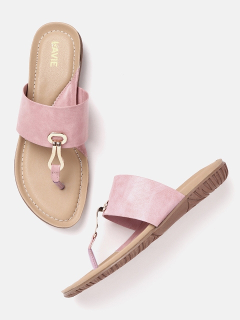

Lavie Women Pink Solid T-Strap Flats