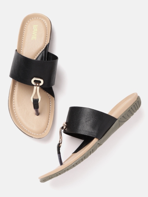 

Lavie Women Black Solid Open Toe Flats