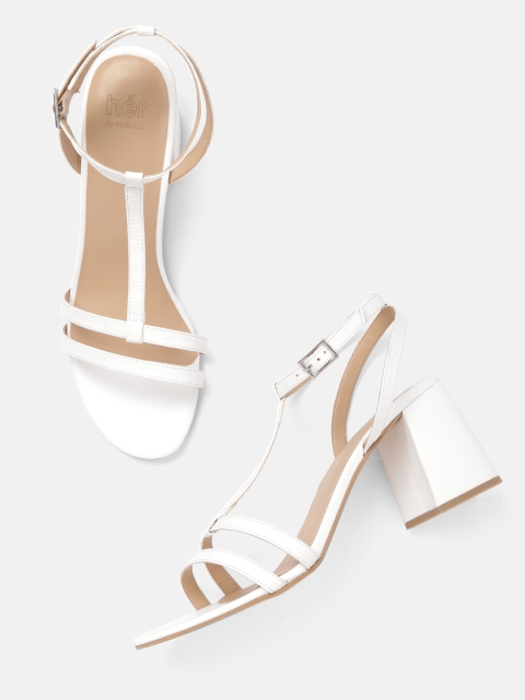 

her by invictus Women White Croc-Textured Block Heels
