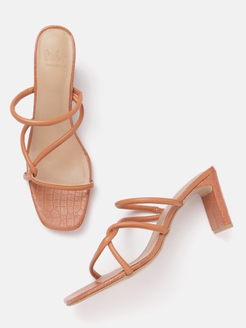 

her by invictus Women Tan Brown Solid Block Heels