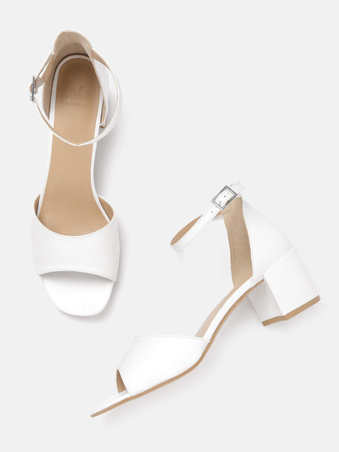 

her by invictus Women White Solid Mid-Top Block Heels