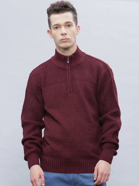 

ether Men Burgundy Sweater