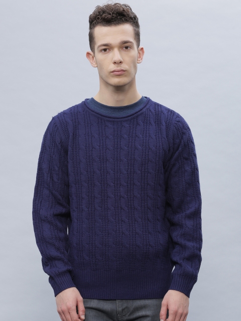 

ether Men Navy Sweater, Navy blue