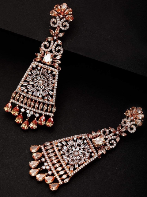 

Rubans Rose Gold-Plated Contemporary Handcrafted Drop Earrings