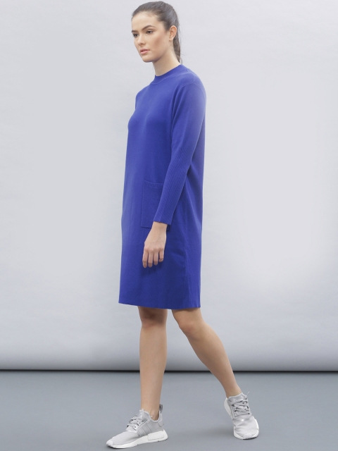 

ether Women Blue Solid Jumper Dress