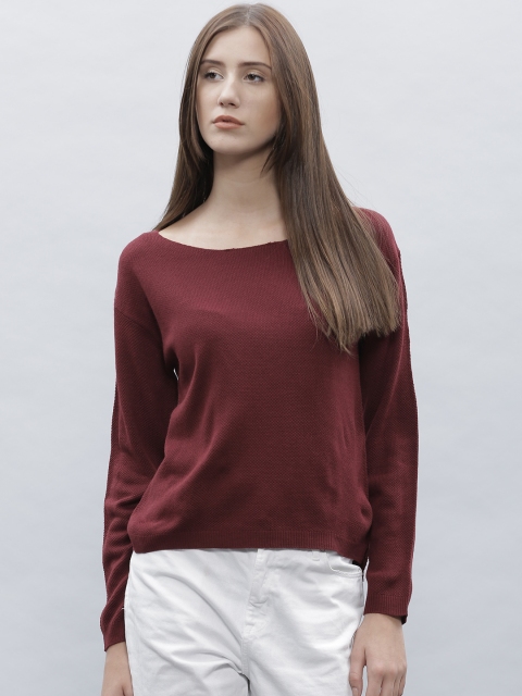 

ether Women Burgundy Sweater