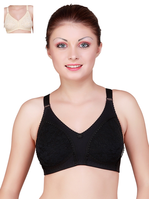 

Floret Pack of 2 Full-Coverage Bras, Black