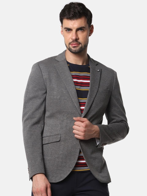 

SELECTED Men Grey Melange Self Designed Formal Blazer