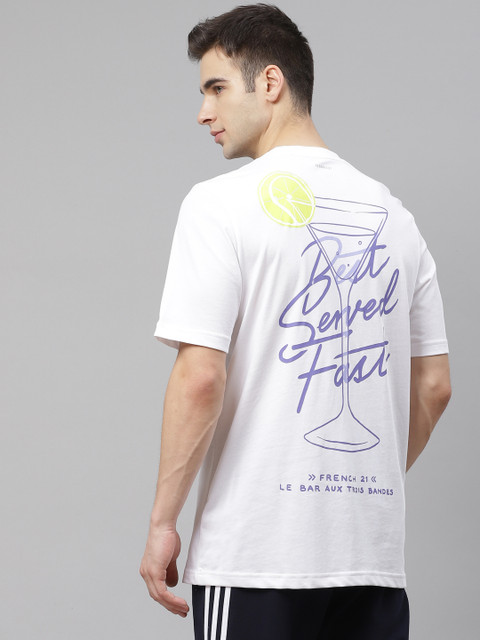 

ADIDAS Men White & Purple Tennis Roland Garros Q2 Round Neck T-shirt with Printed Back