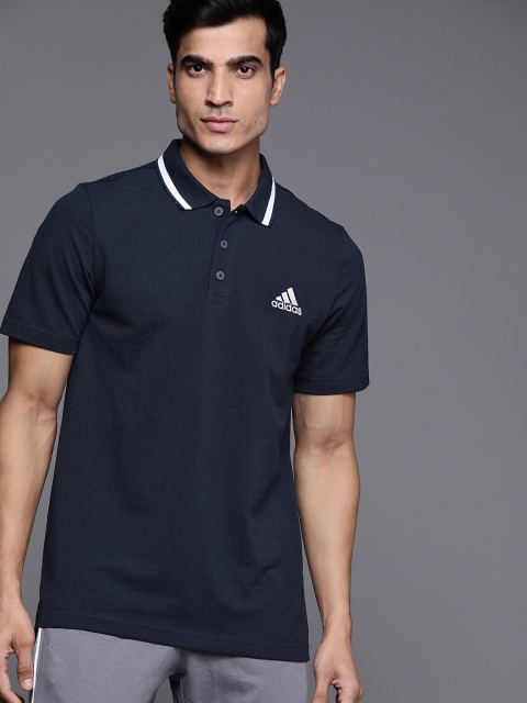 

ADIDAS Men Navy Blue Sports Inspired Pique Polo Collar T-shirt