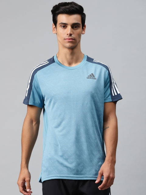 

ADIDAS Men Blue Own The Run 3-Stripes Running T-shirt