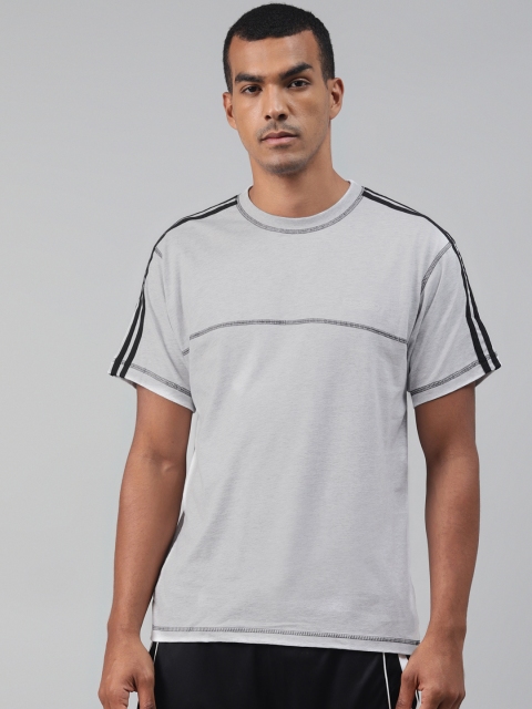 

ADIDAS Originals Men Grey & Black Contrast Stitch Pure Cotton Round Neck T-Shirt