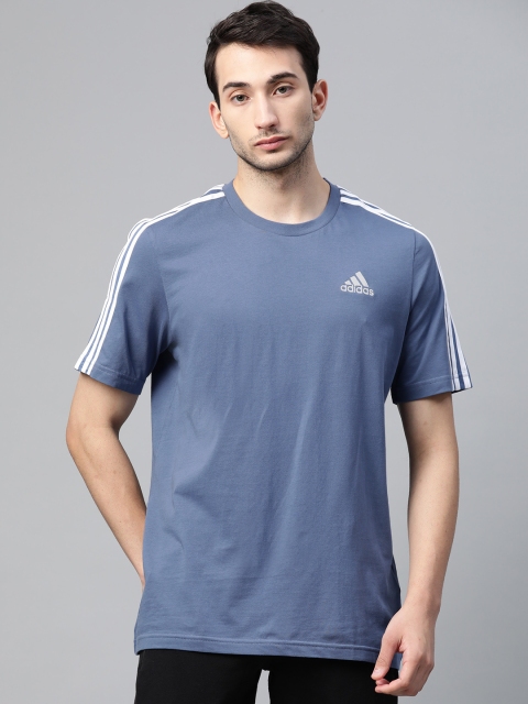 

ADIDAS Men Blue Solid Cotton Sustainable T-shirt